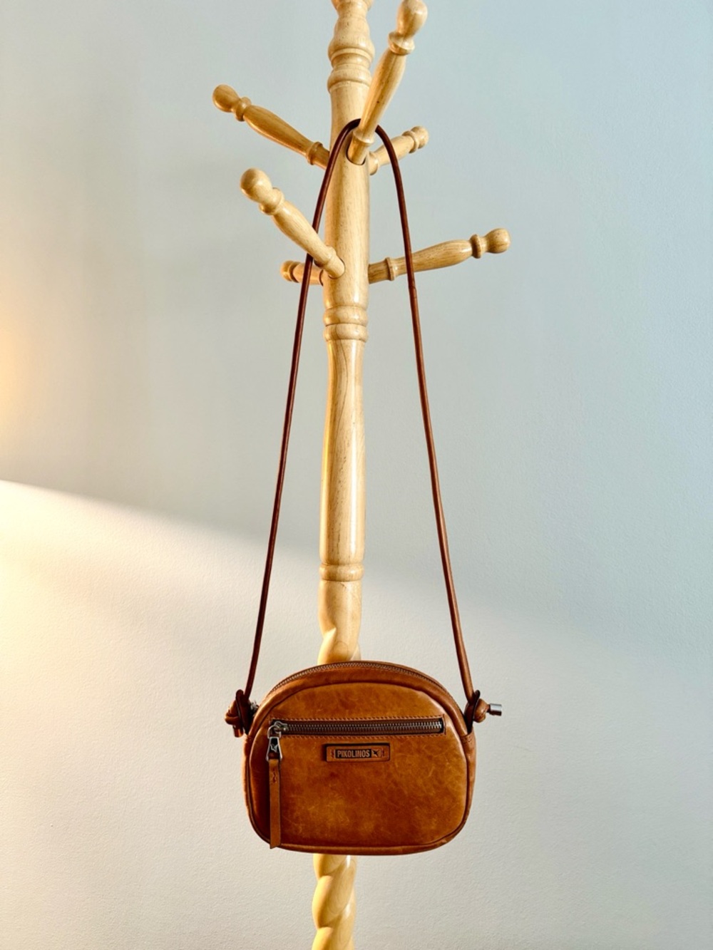 PIKOLINOS Small Crossbody Bag in Cognac Brown